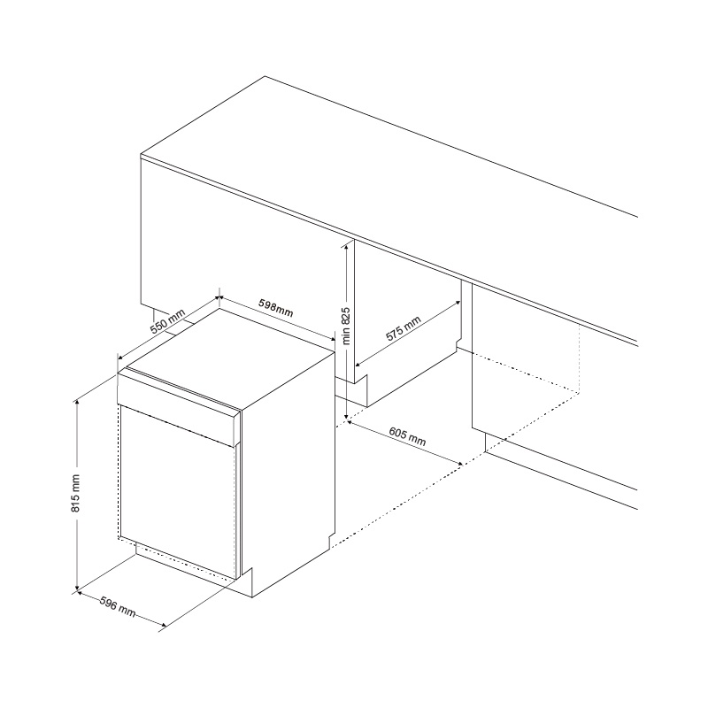 Kích thước Máy rửa chén âm tủ hoàn toàn MDW14-7713AD Kích thước Máy rửa chén âm tủ hoàn toàn MDW14-7713AD