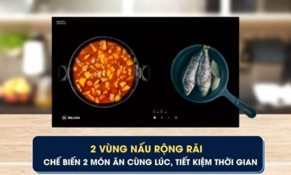 Bếp hồng ngoại 2 vùng nấu Malloca MR 732 / Nhập khẩu Tây Ban Nha, kính Schott Ceran 8 2 vùng nấu rộng rãi, thoải mái nấu ăn 2 món cùng lúc