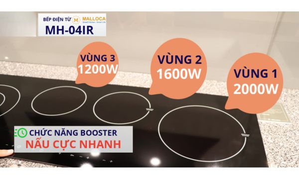 3 vùng nấu công suất lớn