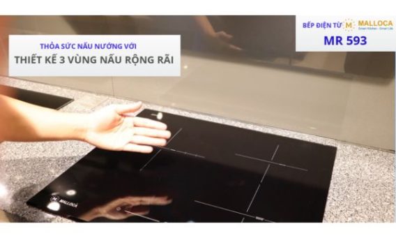 Bếp hồng ngoại 3 vùng nấu Malloca MR 593 / Nhập khẩu Tây Ban Nha, kính Schott Ceran 12 3 vùng nấu rộng rãi