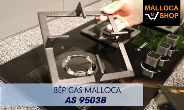 Bếp gas âm 3 vùng nấu Malloca AS 9503B/ Màu đen 12 AS 9503B kiềng gang chắc chắn
