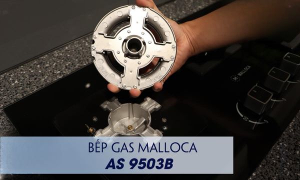 Bếp gas âm 3 vùng nấu Malloca AS 9503B/ Màu đen 13 AS 9503B tiết kiệm và an toàn với mâm sabaf