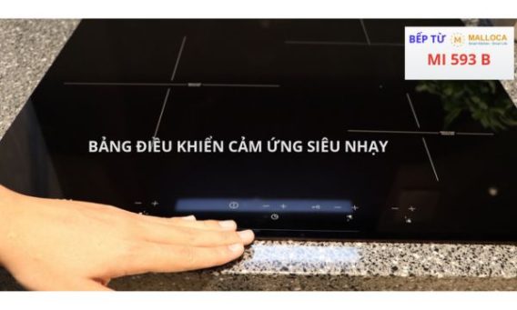 Bếp từ 3 vùng nấu Malloca MI 593B / Nhập khẩu Tây Ban Nha, kính Schott Ceran 5 Bảng điều khiển cảm ứng thông minh, dễ sử dụng