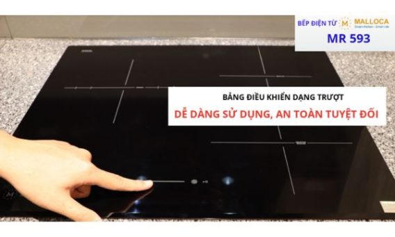 Bếp hồng ngoại 3 vùng nấu Malloca MR 593 / Nhập khẩu Tây Ban Nha, kính Schott Ceran 11 Bảng điều khiển trượt slide dễ dàng sử dụng