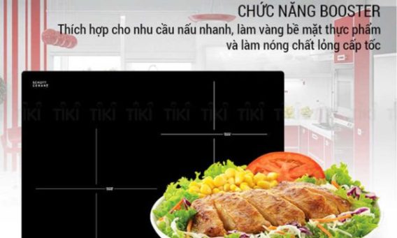 Bếp điện từ 3 vùng nấu Malloca MIR 593 / 2 Vùng từ 1 vùng điện, nhập khẩu Tây Ban Nha, kính Schott Ceran 14 Chức năng Booster