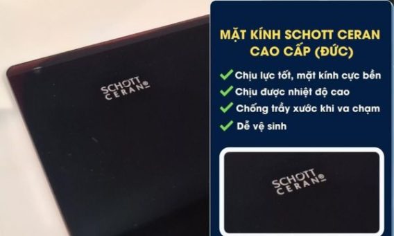 Bếp hồng ngoại 2 vùng nấu Malloca MR 732 / Nhập khẩu Tây Ban Nha, kính Schott Ceran 7 Độ bền cực cao với mặt kính Schott Ceran Đức