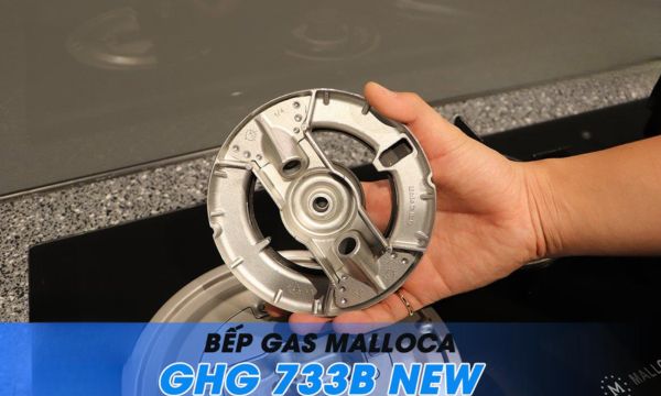 Bếp gas âm 3 vùng nấu Malloca GHG 733B NEW/ Màu đen 14 GHG 733B Cụm đánh lửa Sabaf nhập khẩu Italia