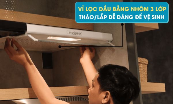 Máy hút mùi cổ điển 70cm Malloca H107W ( Màu trắng) 9 H107W lưới lọc nhôm 3 lớp