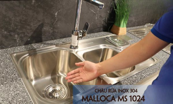 Chậu rửa chén Inox Malloca MS 1024 10 MS 1024 2 hố rửa tiện lợi