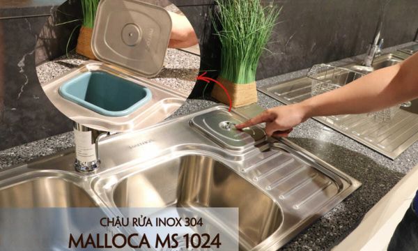 Chậu rửa chén Inox Malloca MS 1024 11 MS 1024 hố đựng rác