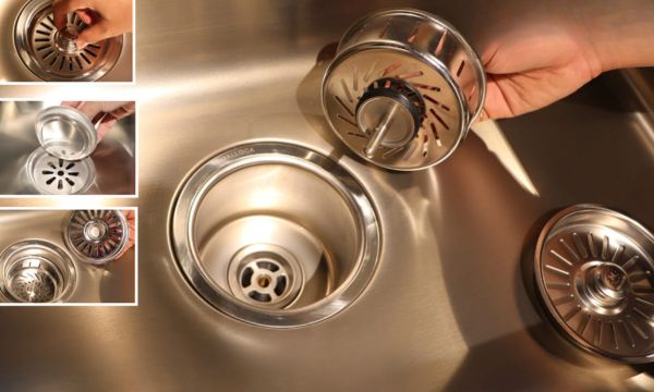 Chậu rửa chén Inox Malloca MS 1024 13 MS 1024 hố lọc rác bằng inox