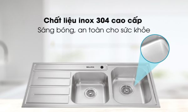 Chậu rửa chén Inox Malloca MS 1027L NEW 7 MS 1027L New chất liệu inox 304 cao cấp