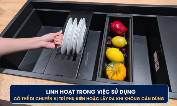 Chậu rửa bát Malloca MYST K86S - MYST K86L 17 MYST K86S - MYST K86L Di chuyển vị trí phụ kiện dễ dàng
