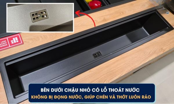 Chậu rửa bát Malloca MYST K86S - MYST K86L 22 MYST K86S - MYST K86L Lỗ thoát nước chậu nhỏ
