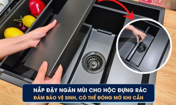 Chậu rửa bát Malloca MYST K86S - MYST K86L 18 MYST K86S - MYST K86L Nắp đậy ngăn mùi cho hộc đựng rác