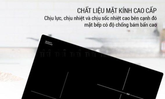 Bếp điện từ 3 vùng nấu Malloca MIR 593 / 2 Vùng từ 1 vùng điện, nhập khẩu Tây Ban Nha, kính Schott Ceran 12 Mặt bếp được làm từ kính