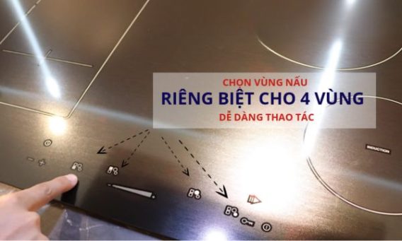 Bếp từ 4 vùng nấu Malloca MH 04I BM / Kính Eurokera, dạng xước Metalic kiểu mới 11 Phím chọn vùng nấu dễ phân biệt