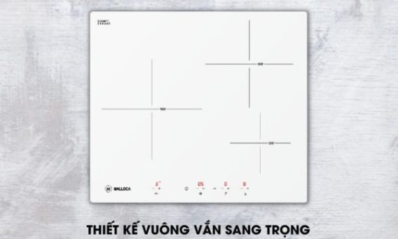 Bếp từ 3 vùng nấu Malloca MI 593W / Nhập khẩu Tây Ban Nha / Kính Schott Ceran trắng sữa 3 Thiết kế sang trọng, nổi bật không gian bếp