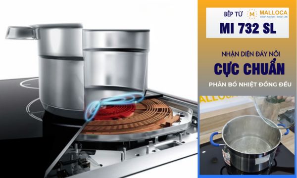 Bếp từ 2 vùng nấu Malloca MI 732 SL / Nhập khẩu Tây Ban Nha, kính Schott Ceran 11 Tự động nhận diện kích cỡ xoong nồi
