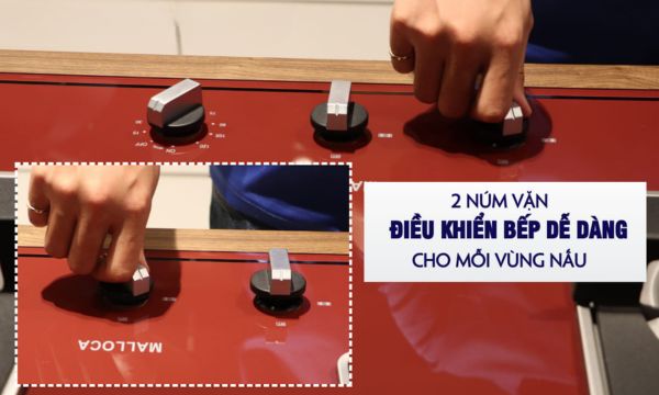 Bếp gas âm 2 vùng nấu Malloca AS 9402R / màu đỏ 14 A S 9402R điều khiển bếp dễ dàng