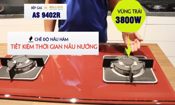 Bếp gas âm 2 vùng nấu Malloca AS 9402R / màu đỏ 13 A S 9402R vùng bếp trái