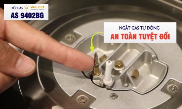 Bếp gas âm 2 vùng nấu Malloca AS 9402BG/ Màu đen + Xanh 14 AS 9402BG chế độ ngắt gas tự động