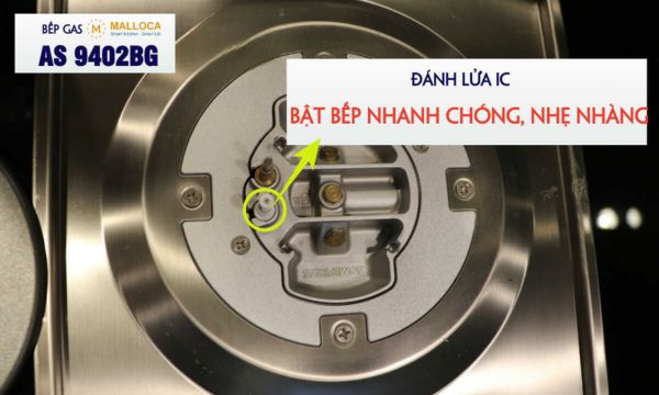 Bếp gas âm 2 vùng nấu Malloca AS 9402BG/ Màu đen + Xanh 16 AS 9402BG đánh lửa bằng IC