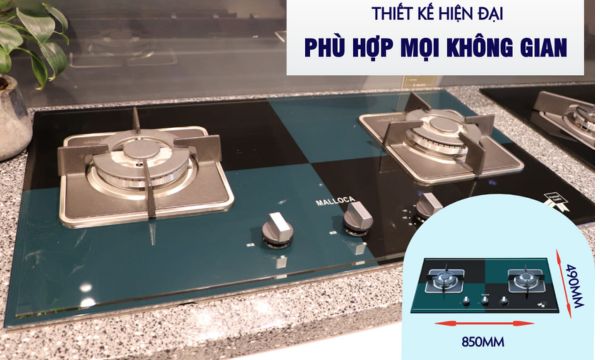 Bếp gas âm 2 vùng nấu Malloca AS 9402BG/ Màu đen + Xanh 15 AS 9402BG phù hợp với mọi không gian