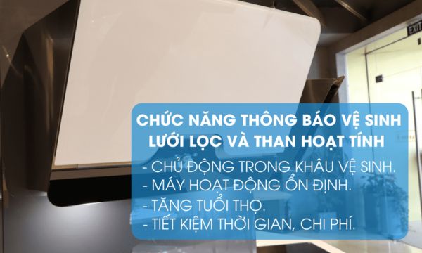 Máy hút mùi áp tường Malloca DRIVE F-152W 9 DRIVE F-152W thông báo vệ sinh lưới lọc