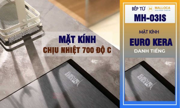 Bếp từ 2 vùng nấu Malloca MH-02IS / Kính Eurokera, dạng xước Metallic kiểu mới 7 MH-02IS mặt kính chịu lực tốt