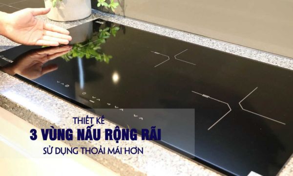 Bếp điện từ 3 vùng nấu Malloca MH-03IRB S / Bếp 2 từ 1 điện, kính Eurokera 12 MH-03IRB 3 vùng nấu rộng rãi