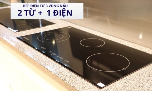 Bếp điện từ 3 vùng nấu Malloca MH-03IRB LB / 2 Vùng từ 1 vùng điện, kính Eurokera 6 MH-03IRB LB bếp điện từ 3 vùng nấu