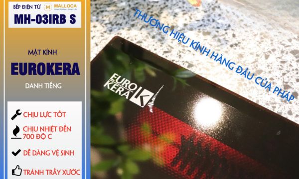 Bếp điện từ 3 vùng nấu Malloca MH-03IRB S / Bếp 2 từ 1 điện, kính Eurokera 10 MH-03IRB mặt kính cao cấp