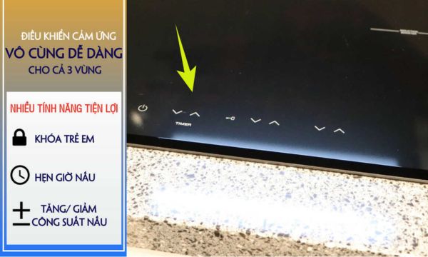 Bếp điện từ 3 vùng nấu Malloca MH-03IRB S / Bếp 2 từ 1 điện, kính Eurokera 16 MH-03IRB tích hợp nhiều tính năng