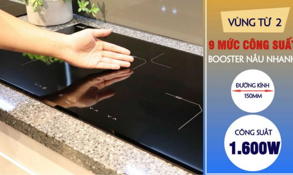 Bếp điện từ 3 vùng nấu Malloca MH-03IRB S / Bếp 2 từ 1 điện, kính Eurokera 14 MH-03IRB vùng từ 2
