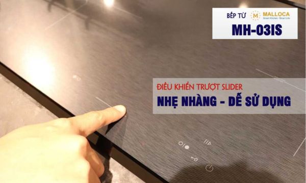 Bếp từ 3 vùng nấu Malloca MH-03IS / Kính Eurokera, dạng xước Metallic kiểu mới 8 MH-03IS điều khiển trượt dễ dàng