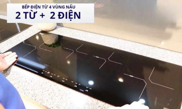 Bếp điện từ 4 vùng nấu Malloca MH-04IR S / 2 Vùng từ 2 vùng điện, kính Eurokera 11 MH-04IR S bếp điện kết hợp bếp từ