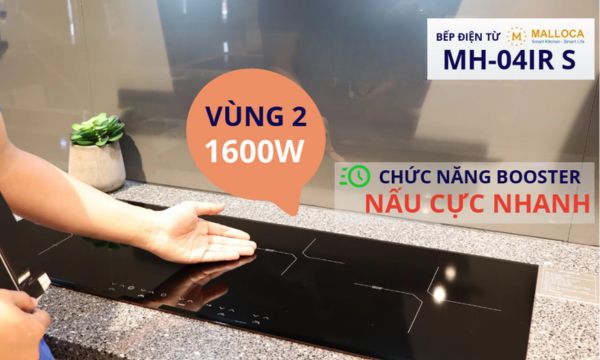 Bếp điện từ 4 vùng nấu Malloca MH-04IR S / 2 Vùng từ 2 vùng điện, kính Eurokera 13 MH-04IR S vùng nấu 2