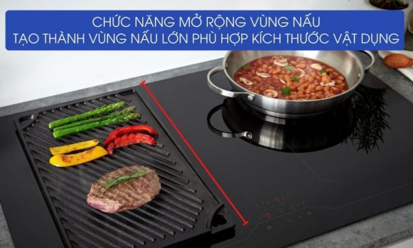 Bếp từ 4 vùng nấu Malloca MI-784 ITG / Nhập khẩu Italia, kính Ceramic 11 MI-784 ITG chức năng mở rộng vùng nấu