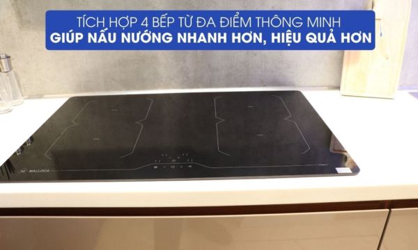Bếp từ 4 vùng nấu Malloca MI-784 ITG / Nhập khẩu Italia, kính Ceramic 10 MI-784 ITG tích hợp 4 vùng nấu từ