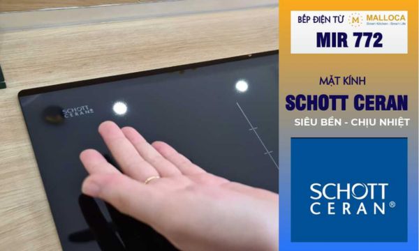 Bếp điện từ 2 vùng nấu Malloca MIR 772 / 1 từ 1 điện / Nhập khẩu Tây Ban Nha, kính Schott Ceran 9 MIR 772 mặt kính Schott ceran