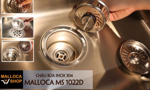 Chậu rửa chén Inox Malloca MS 1022D 14 MS 1022D rổ lọc rác tiện lợi