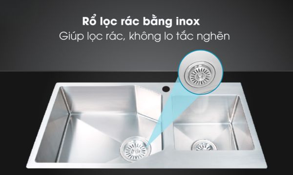 Chậu rửa chén Inox Malloca MS 610A 12 MS 610A rổ lọc rác bằng inox