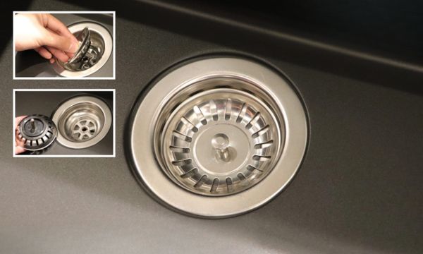 Chậu đá Malloca Nero G-10540 / Màu đen 7 Nero G-10540 rổ lọc rác bằng inox