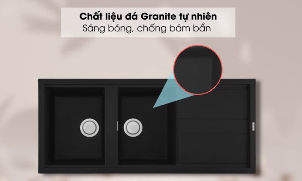 Chậu đá Malloca Nero G-50040 / Màu đen 7 Nero G-50040 chất liệu đá granite chống bám bẩn
