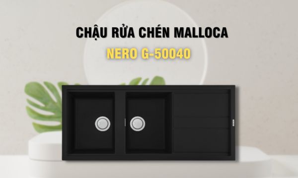 Chậu đá Malloca Nero G-50040 / Màu đen 6 Nero G-50040 chậu rửa chén đá 2 hố