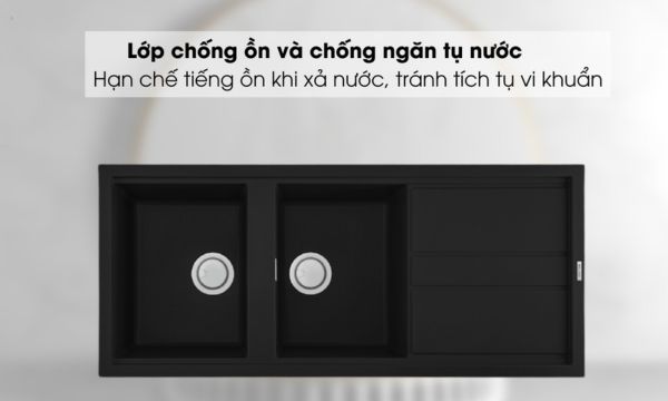 Chậu đá Malloca Nero G-50040 / Màu đen 11 Nero G-50040 lớp chống ồn dưới đáy chậu