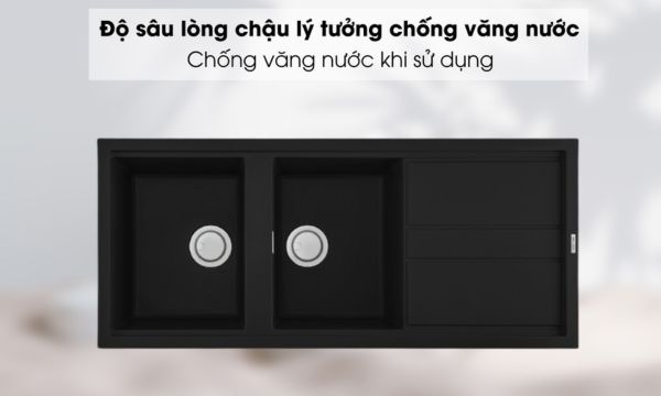 Chậu đá Malloca Nero G-50040 / Màu đen 10 Nero G-50040 thiết kế chống văng nước