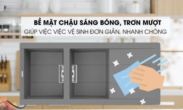 Chậu rửa bát Malloca SMART K-500 11 SMART K-500 Việc vệ sinh chậu Malloca đơn giản bằng khăn ẩm