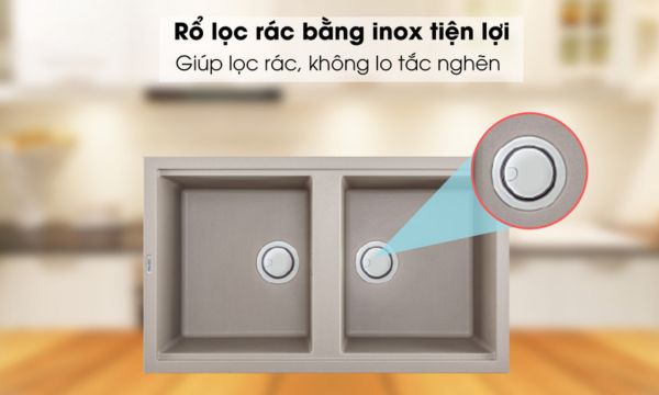 Chậu đá Malloca Tortora G-45043 / Màu đất 10 Tortora G-45043 rổ lọc rác bằng inox